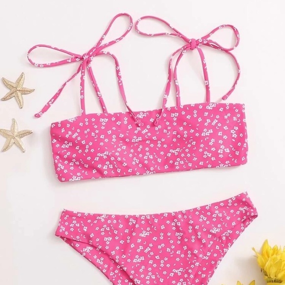 NEW ROMWE pink floral bikini- large - Picture 1 of 6
